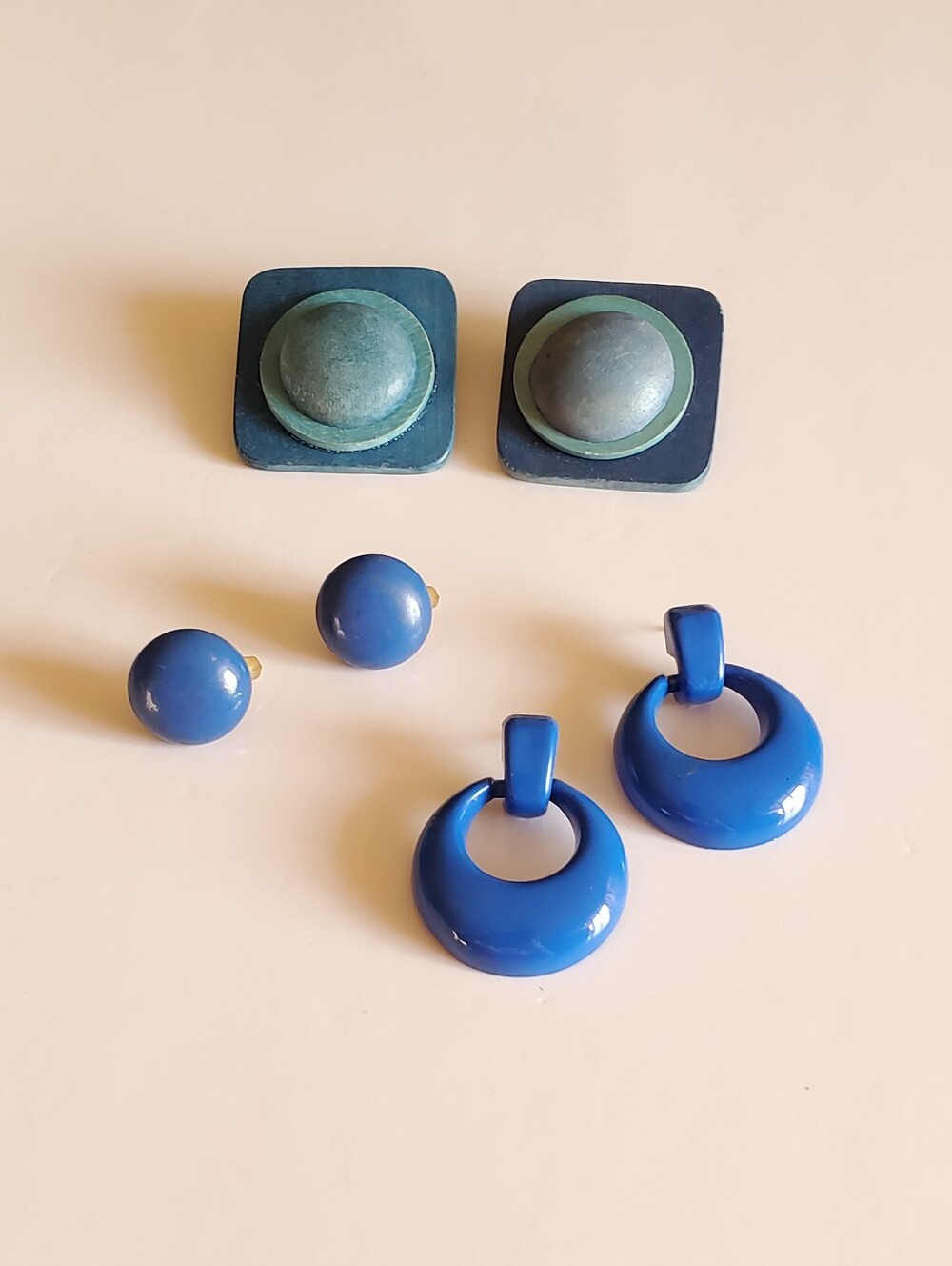Vtg. Bundle 3 Pairs Blue Earrings